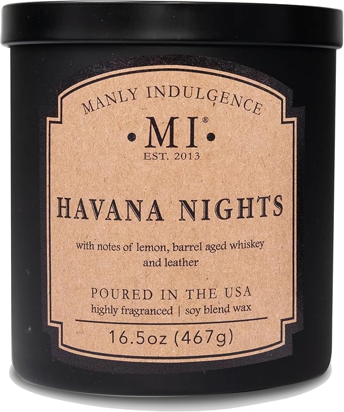 Manly Indulgence Havana Nights Scented Candles for Men, 2 Wick, 16.5 oz, Premium Soy Blend Wax, 60H Burn, Candles for Home Scented - Made in The USA - Bloomnest