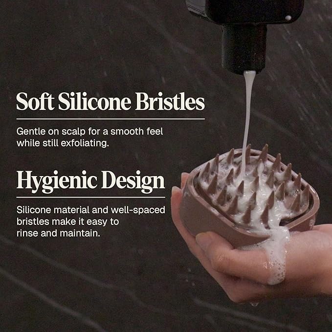 Black Wolf Sonic Scalp Scrubber, (Taupe) - Hair & Scalp Massager Brush with 3-Speed Oscillation - Rechargeable Scalp Care Comb with Soft Silicone Oscillating Bristles for Deep Clean & Exfoliation BlackWolf