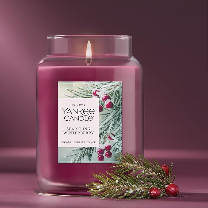 Yankee Candle Sparkling Winterberry Scented Candle, 22oz Large Jar with up to 150 Hour Burn Time, Giftable, Holidays - Bloomnest