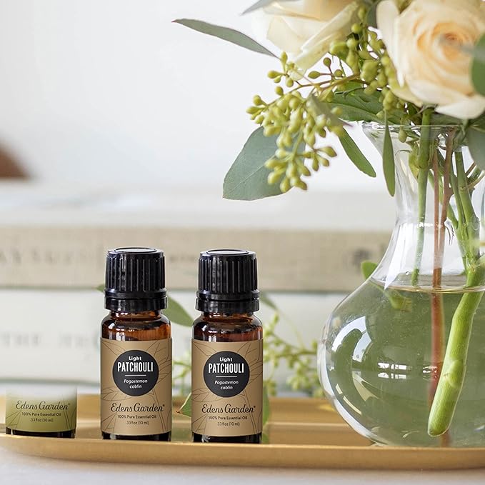 Edens Garden Patchouli- Light Essential Oil- 100% Pure Premium Grade, Undiluted, Natural, Therapeutic, Aromatherapy, The Best for Diffuser, Skin, Face, Hair 10 ml (.33 fl oz) EdensGarden