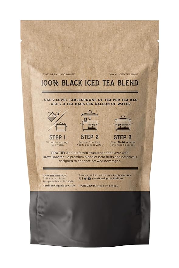 The Southern Standard - Premium Organic Iced Tea Bags - 100% Black Blend,100 XL Bags (1 Pound. Makes 50 gallons.) - Bloomnest