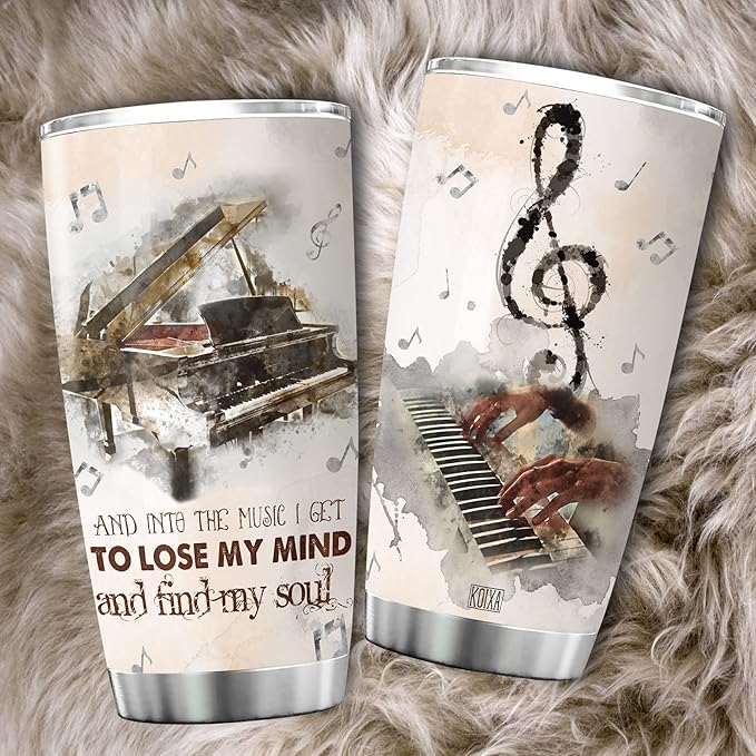 Piano Coffee Tumbler 20 Oz With Lid And Into The Music I Get To Lose My Mind And Find My Soul Pianist Gifts For Women Insulated Cup Music Enthusiast Gifts For Piano Teachers - Bloomnest