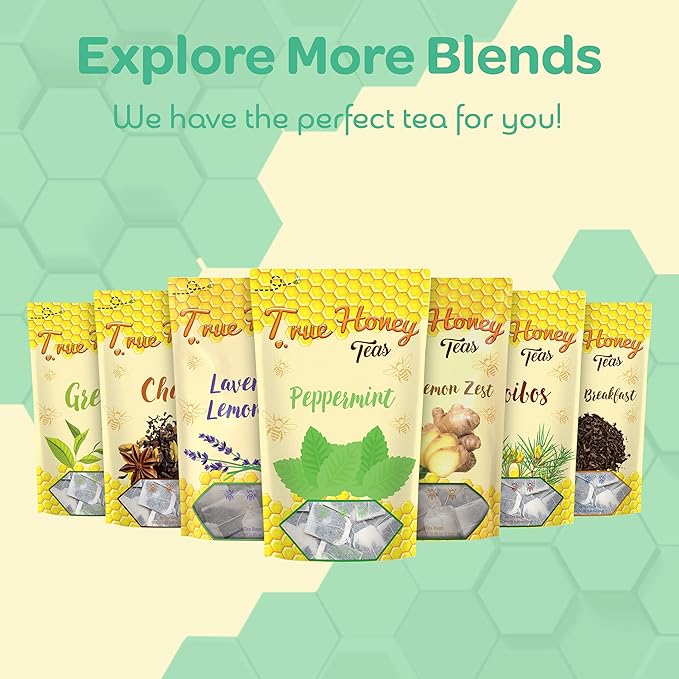 True Honey Peppermint Tea Bags - Honey Crystals Blended in Every Sachet - Healthy Digestion Nutriment - All Natural Organic Herbal Caffeine Free Tea Bag 24 Count… - Bloomnest
