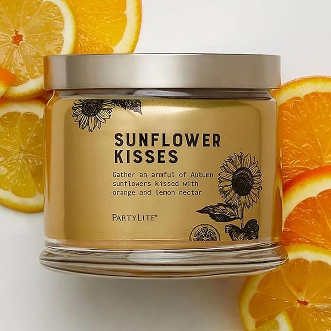 PartyLite 3-Wick Jar Candle, Highly Fragranced Clean Burning Glass Candle, 25-45 Hours Burn Time (Sunflower Kisses) - Bloomnest