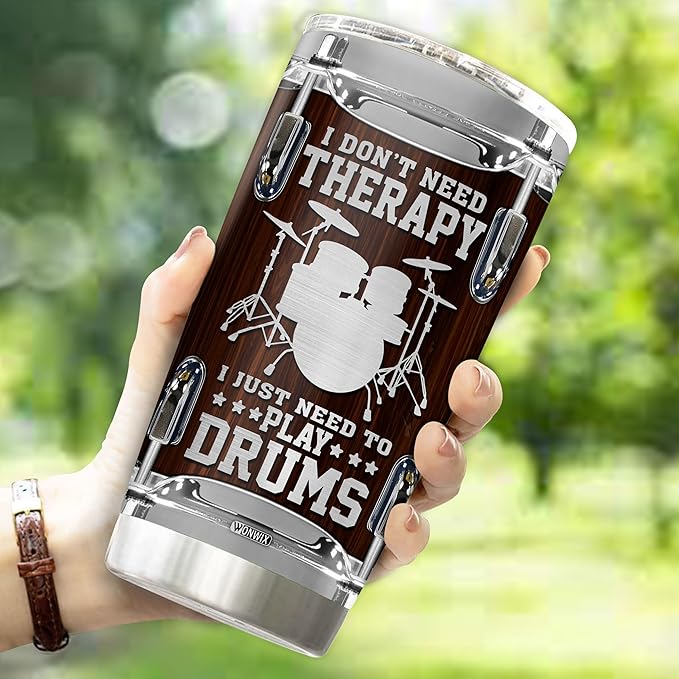 Personalized Drummer Gifts for Men Gift for Drummers Drum Players 20oz Travel Cup Coffee Mug Stainless Steel Insulated Tumbler with Lid Gift for Music Lovers - Bloomnest
