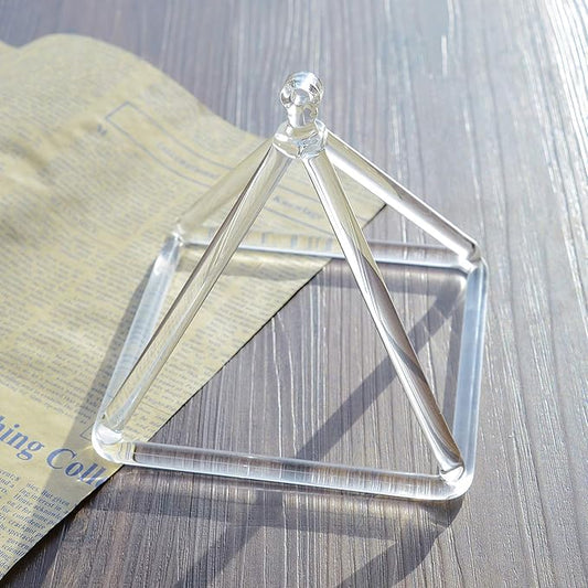 TOPFUND Clear Crystal Singing Pyramid 12 inch with Carrying Case and Quartz Suede Mallet - Bloomnest