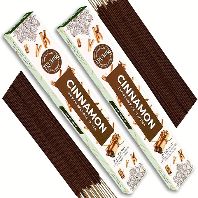 Cinnamon Incense Sticks - Incienso de Canela - Total 40 Insence-Sticks - Dual Pack of 20 Insense - Inciensos - Inscents - Natural Non Toxic Ingredients - Incents - Incence - Inscense TRUMIRI