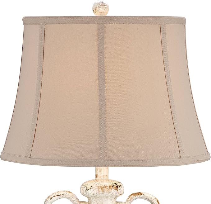 Regency Hill Isabella Country Cottage Jar Accent Table Lamp Rustic 27" Tall Ivory Ceramic Milk Crackle Beige Bell Shade Decor for Living Room Bedroom House Bedside Reading (Colors May Vary) - Bloomnest
