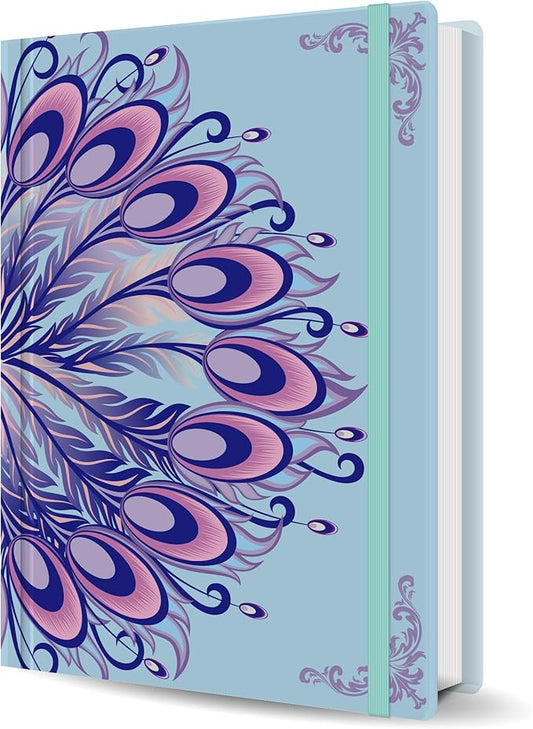 TIEFOSSI A5 Journal Notebook-College Lined Ruled Hardcover Journals for Writing Women-100gsm Thick Paper 224 Numbered Pages-Peacock Feather Embossed Journal-Daily Journal for Writing - Bloomnest