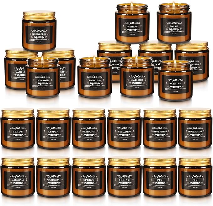 24 Pcs Scented Candles with Added Natural Essential Oils, 3.05oz, Suitable for Various Festivals, Parties, Yoga, and Home Scene - Bloomnest