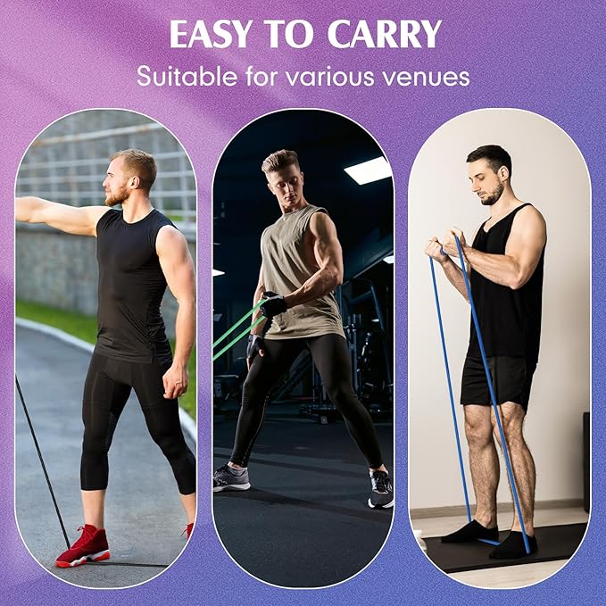Shappy 10 Pcs Resistance Bands with Handles Exercise Stretch Bands for Exercise Woman Man Training Physical Therapy Workouts Fitness - Bloomnest