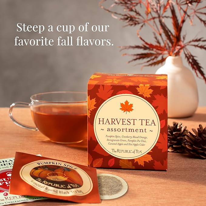 The Republic of Tea: Fall Harvest Tea Assortment Cube, 24 Tea Bags - Bloomnest