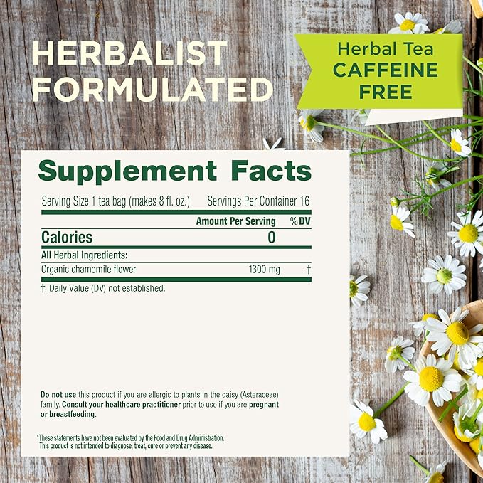 Traditional Medicinals Organic, Chamomile Tea - Supports Stress Relief and Relaxation - Kosher, Non-GMO, Caffeine-Free, Compostable - 16 Tea Bags - Bloomnest