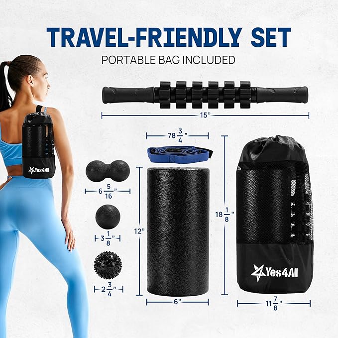 Yes4All High-Density EPP Round Back Roller Foam, Exercise Foam Roller for Yoga, Pilates & Stretching - 12, 18, 24, 36 inch - Bloomnest