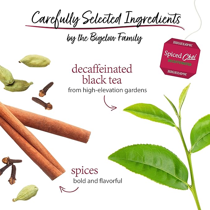 Bigelow Tea Decaffeinated Spiced Chai Black Tea, Decaf Tea with Spiced Chai, 20 Count Box (Pack of 6), 120 Total Tea Bags - Bloomnest