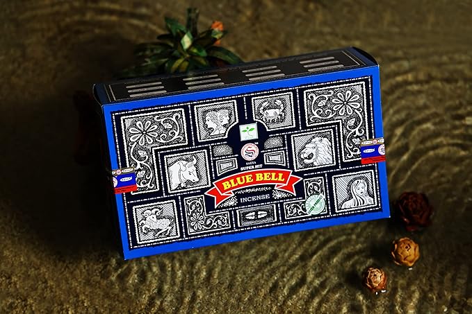 EARTH Satya Super Hit Blue Bell Incense Sticks 15 GMS (Pack of 12) (Green Certified) Indian Perfumed Hand Rolled Agarbatti Perfect for Worship,Relaxation, Medication. Earth