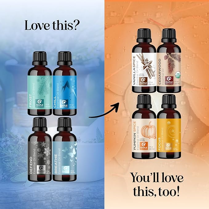 Winter Essential Oils Set for Diffuser - Large 100% Pure Holiday Essential Oil Blends Gift Set with Frost Chill Defend and Breathe Blends - Perfect Aromatherapy Gift for All Occasions (4x30mL) - Bloomnest