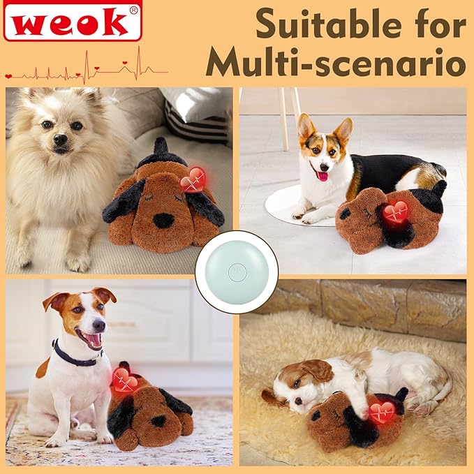 Heartbeat Puppy for Dogs, Helps for Anxiety Relief and Calming, Stuffed Animal Anxiety Calming Behavioral Puppy Heartbeat Toy Sleep aid for Cats Pets（for Small Breeds） - Bloomnest