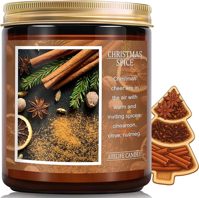 Christmas Candle | Christmas Spice Scented Candle, Holiday Candles Gift, Soy Wax Candle for Home Scented, Aromatherapy Jar Candles, Gifts for Women and Men, Cozy Winter Candles for Home Decor, 7 oz - Bloomnest