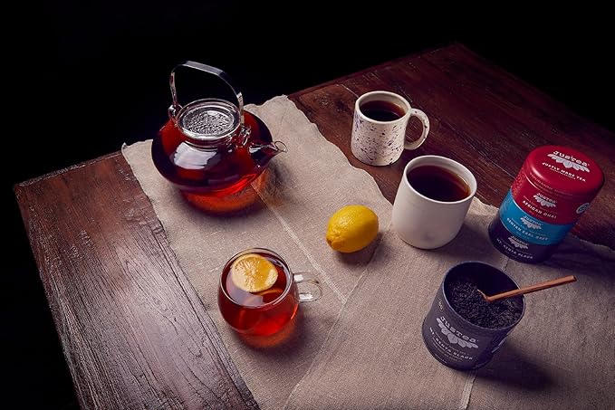 JusTea Black Tea Trio | Stacking Tins Variety Pack with Hand Carved Tea Spoon | Loose Leaf Tea | High Caffeine | Award-Winning | Fair Trade | Non-GMO - Bloomnest