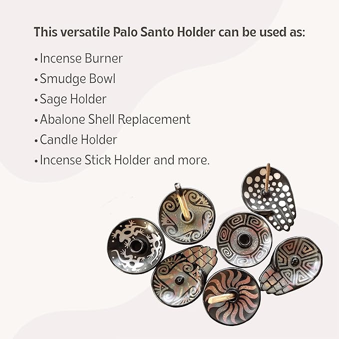Palo Santo Holder with 5 Sticks - Luna Sundara Handmade Ceramic Incense Burner - Black & White Chulucanas Pottery from Peru - Smudge Bowl for Sage - Aromatherapy Gift Set LunaSundara