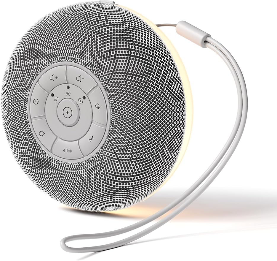 Portable Sound Machine, Long Battery with Loud Bluetooth Speaker, 39 Special Soothing Sounds, White Noise Sound Machine for Sleeping