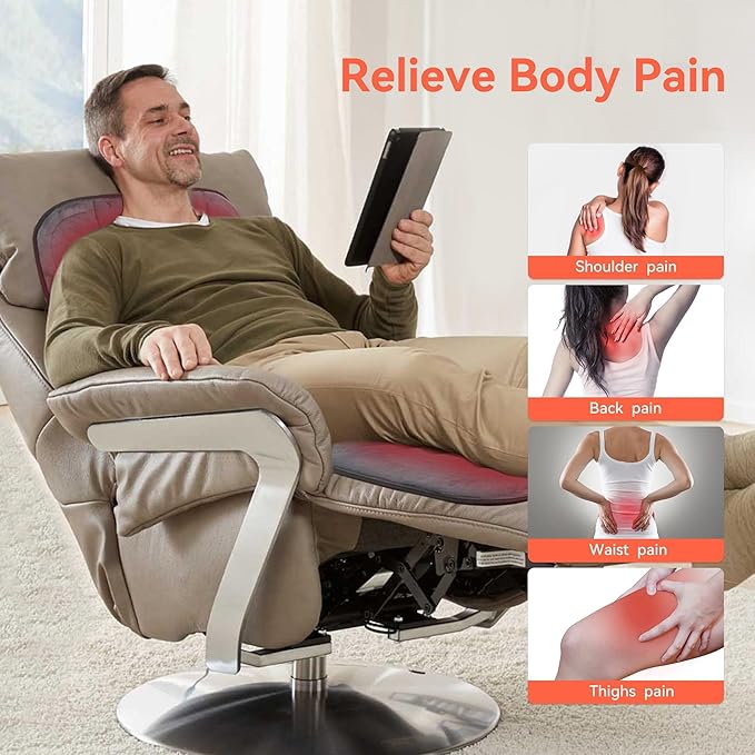 Massager Pad with Heat, Gifts for Women Men, Massage Mat Back Pain Relief, Back Massager with Heat for Lumbar, Leg, Long 53" - Bloomnest