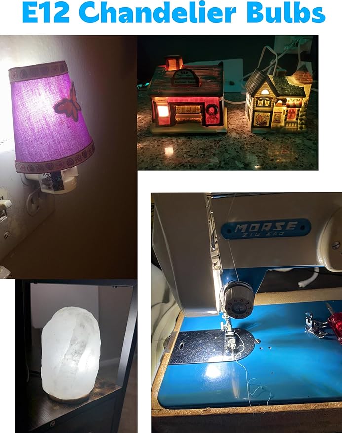 E12 2W C7 T6 LED Chandelier Bulbs 25W Equivalent, E12 Small Candelabra Base LED Bulbs, 120V 250lm 6000k White for Pendant Wall Sconces Dryer Fridge Salt Lamp, Non-Dimmable, 10Pack - Bloomnest