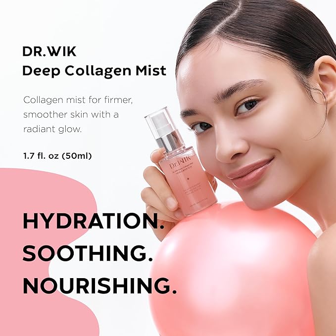 Dr.WIK Deep Collagen Hydrating Face Mist – Refreshing Moisture Facial Spray for Dry Skin | Wrinkle Care & Anti-Aging with Panthenol & Adenosine | Fine Toner Mist | Korean Skincare (50ml / 1.7 Fl Oz) - Bloomnest