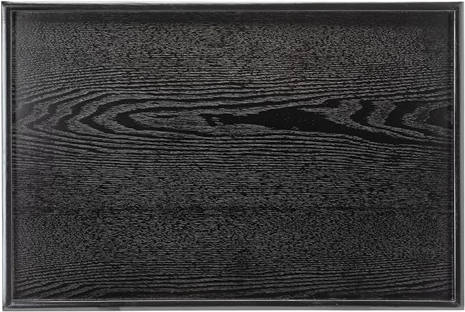 17.7 x 13 Inches Extra Large Solid Wood Serving Tray for Tea Coffee Table Snack Food Meals Serving Plate Kitchen Party Bar Breakfast Server with Raised Edges Black Wooden Decorative Ottoman Tray - Bloomnest