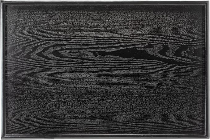 24 x 16 Inches Extra Large Solid Wood Serving Tray for Tea Coffee Table Snack Food Meals Serving Plate Kitchen Party Bar Breakfast Server with Raised Edges Black Wooden Decorative Ottoman Tray - Bloomnest
