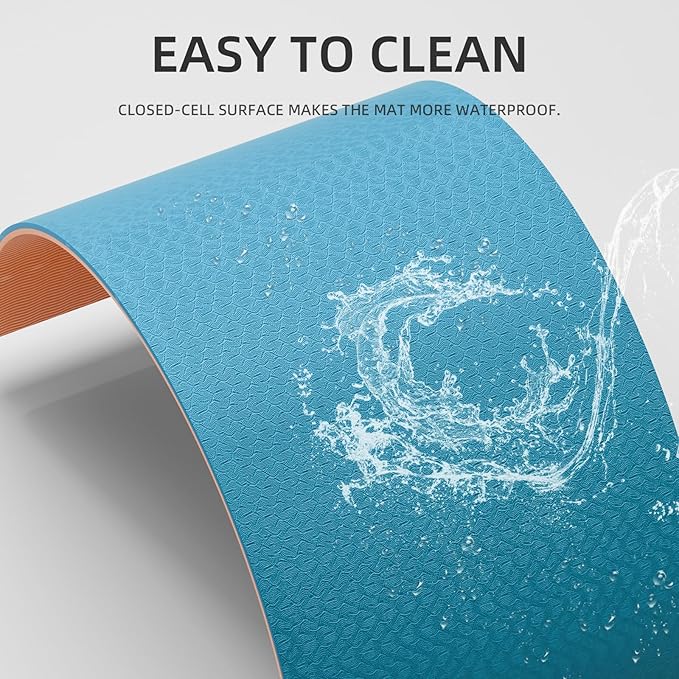 Extra Long & Wide Yoga Mat for Tall Men & Women,76''x32.6''x7mm - High Density TPE Non-Slip Both Sides, Lightweight 1.1kg with Superior Cushioning for gymnastics, Pilates, Home, Workout - Bloomnest