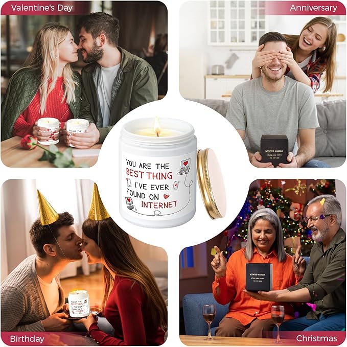 MOASITN Candles for Women Men, Valentines Day, Birthday, Anniversary Romantic & Funny Candle for Girlfriend, Boyfriend, Wife, Friends, Best Thing I Found on The Internet Scented Candles for Her Him - Bloomnest