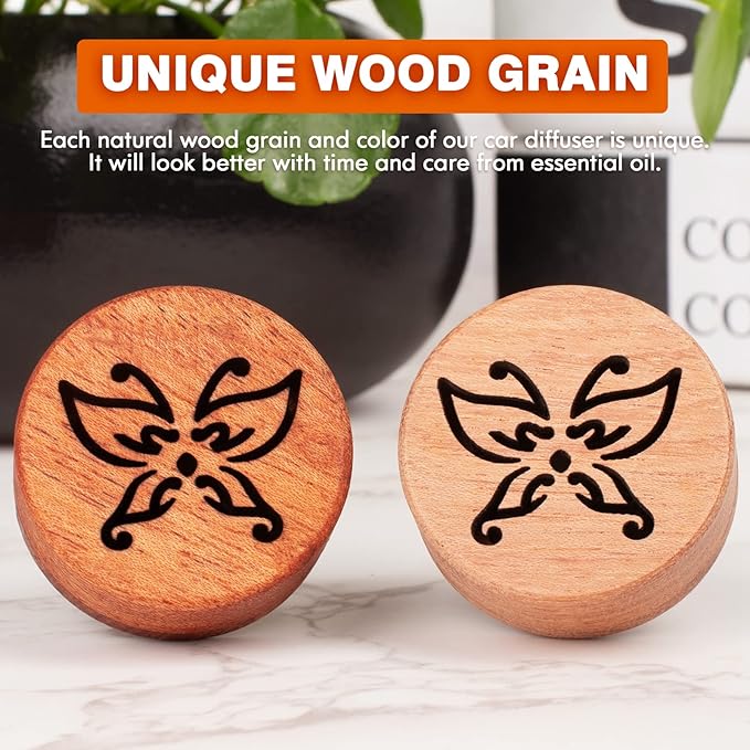 Essential Oil Car Diffuser, 2 PCS Butterfly Car Aromatherapy Wood Diffuser with Vent Clip - Bloomnest