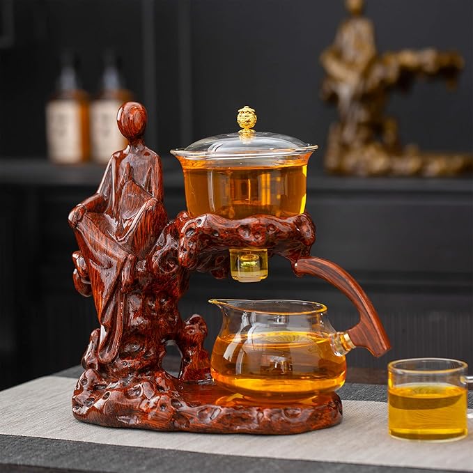 Kungfu Tea Sets Semi Automatic Glass Teapot Set (Meditation-red) - Bloomnest