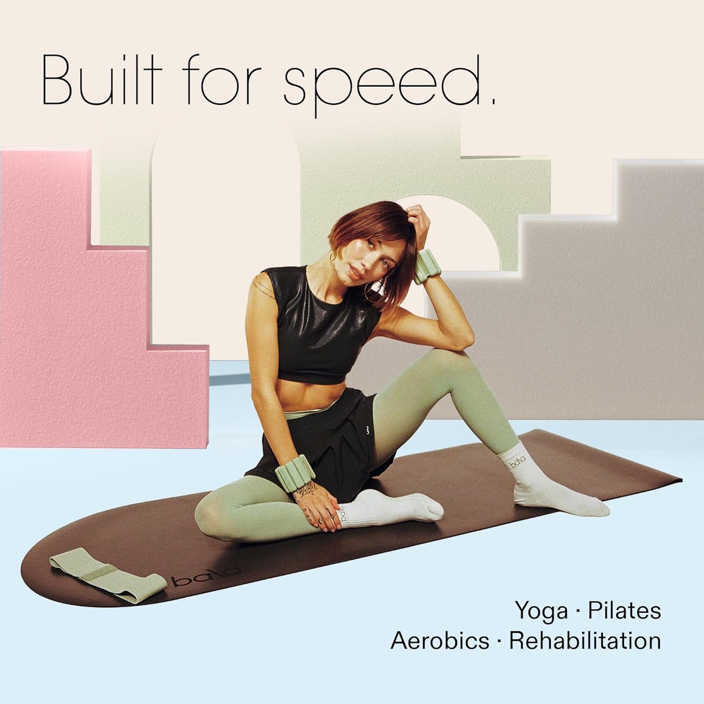 Bala Yoga Mat for Home Gym - Non Slip Exercise Mat for Home Workout, Stretching, Pilates, Aerobics & Floor & Fitness Work Out - Indoor Exercising Mat