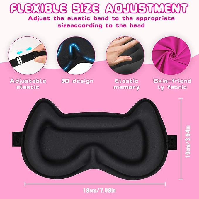 Kids Sleep Mask Eye Mask: 3D Contoured Cup Sleeping Masks, Blindfold with Adjustable Strap, Kids Eye Cover for Boys, Girls, Teens, Pressure-Free with Memory Foam Face Mask for Sleeping (Rose Red) - Bloomnest