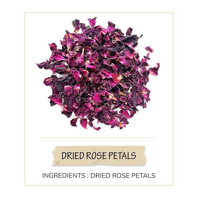 BREWIX, Pure Dried Rose Petals Loose Tea (25+ Cups,1.76oz/50g) Edible Flowers for Cocktails,Garnishing & Drinks, Tea,Baking,Desserts,Bread,Cake,Bath,DIY Skincare Edible Rose Petals in Resealable Bag - Bloomnest