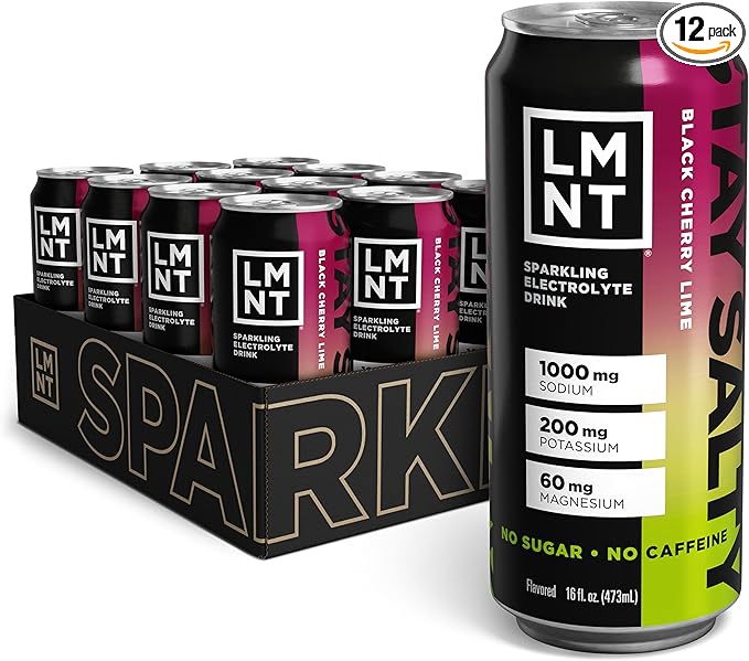 LMNT Sparkling Electrolyte Drink - Black Cherry Lime | 12-Count - Bloomnest