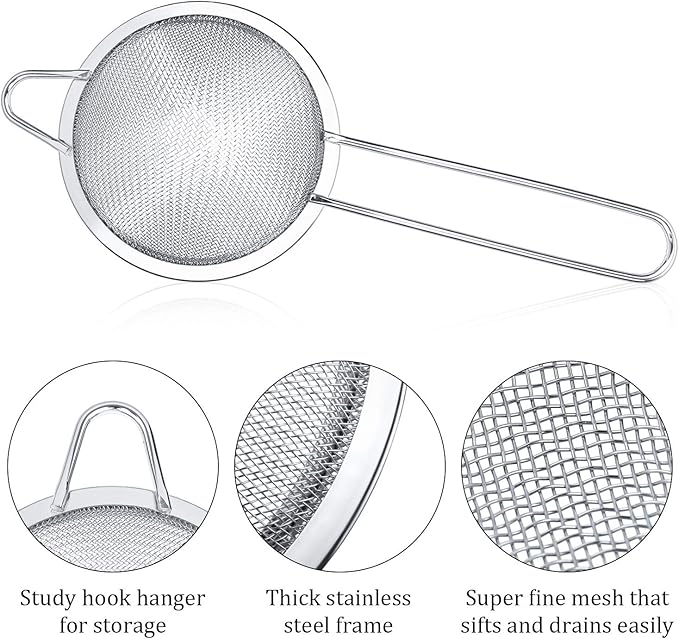 Patelai 3 Pieces Tea Strainers Cocktail Strainer Stainless Steel Fine Mesh Strainer Colander Conical Food Loose Tea Filter Practical Bar Colander Tool - Bloomnest