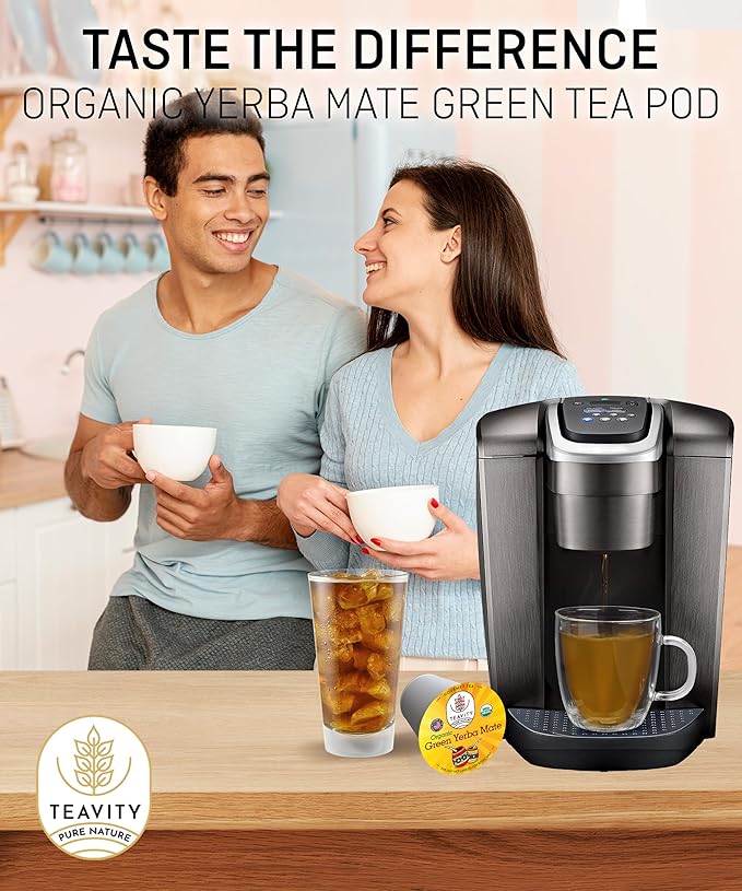 Organic Yerba Mate Tea Pods for Keurig - Green, Unsmoked Yerba Mate by Teavity (12 Tea Pods) - Bloomnest