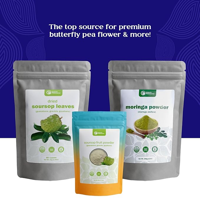 Organic Pharmacist Butterfly Pea Flower Tea Bags, Dried Purple Butterfly Flowers, Blue Butterfly Tea Bags, Vibrant Whole Flower Blue Herbal Tea with Antioxidants, Caffiene Free, 30 Count, 2.5g per bag - Bloomnest