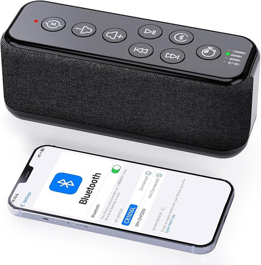 Sound Machine with Bluetooth Speaker, Rechargeable White Noise Machine, Powerful Battery for Sleep, Office, Privacy, Timers Memory Function, 15 Soothing Sound, White Noise, Rain, Fan, Ocean