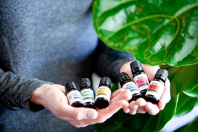 Basics Kit with Halo Diffuser by Revive Essential Oils - 100% Pure Therapeutic Grade, for Diffuser, Humidifier, Massage, Aromatherapy, Skin & Hair Care - Bloomnest