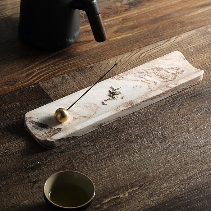 Koville Italian Natural Marble Incense Holder, Incense Holders for Sticks, Incense Burner Holder, Ideal for Meditation and Relaxing, Easy to Clean(Palissandro Classico) - Bloomnest