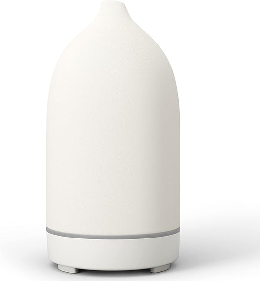 Essential Oil Diffusers,Handmade Ceramic Aromatherapy Diffuser for Room and 9 Colors Night Light for Home,Auto-Off (White) - Bloomnest