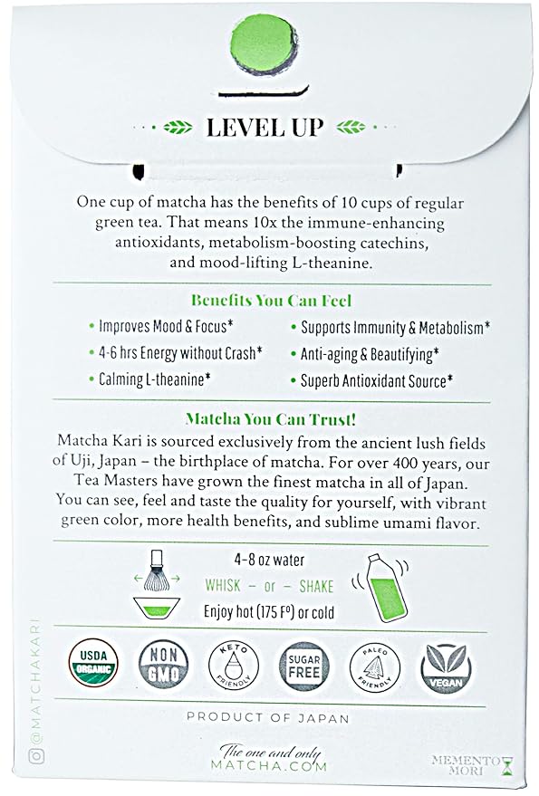 Matcha Green Tea Powder Single Serving Sticks, Dr. Weil's Ceremonial Organic Matcha Powder Singles Packets - Individual Matcha Tea Packets (12) - Bloomnest