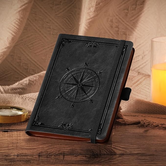 AHGXG Small Lined Pocket Journal Notebook for Men - 256 Numbered Pages College Ruled B6 Mini Journal, Vintage Soft Leather Hardcover, 80gsm Paper, for Women Work Office School, 4.1'' X 5.7''- Black - Bloomnest