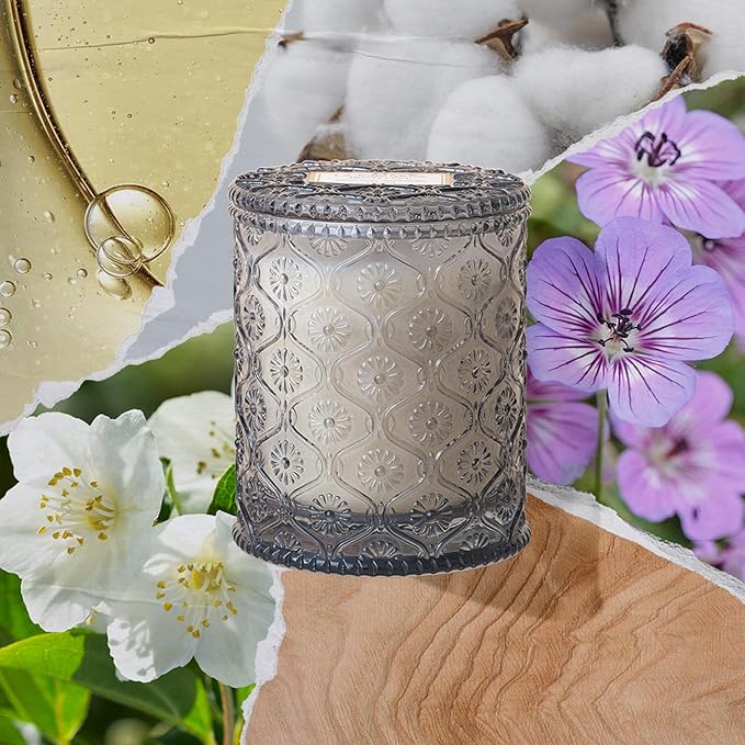 LA JOLIE MUSE Linen Cotton Oasis Scented Candle - Cotton, Jasmine & Warm Musk | 6 oz Natural Soy Wax | 40 Hours Clean Burn | Gift-Ready for Hosts, Gatherings | Elegant Home Décor - Bloomnest