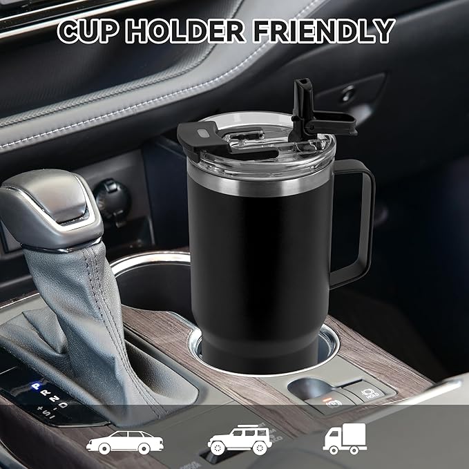 HASLE OUTFITTERS 30oz Tumbler With Handle, Insulated Travel Coffee Mug With Straw Leak-Proof Double Wall Stainless Steel Vacuum Tumblers Metal Cup with Straw for Hot and Cold Drink - Bloomnest